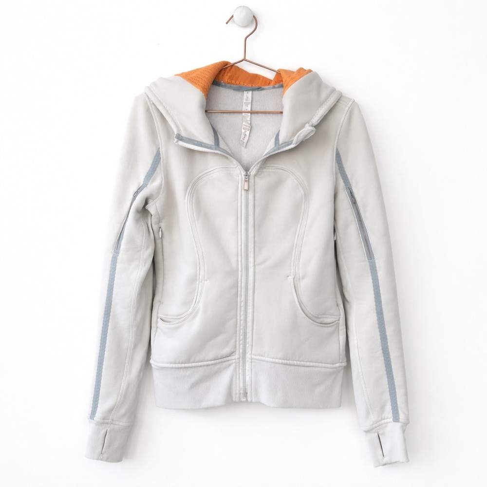 Lululemon Running Zip-Up Hoodie – Lightweight Athletic Jacket Gray and Orange